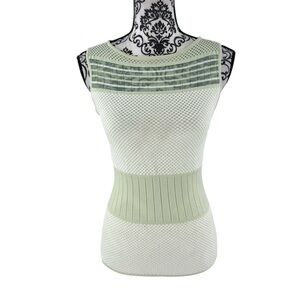 Eva Mendes NY & Company Mint Green Textured Knit Retro Mod Sleeveless Sweater, S